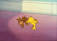 Jerry and a Canary from Tom & Jerry GIF